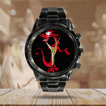 Discover Disney Mulan Mushu Dragon Calendar Steel Band Watch Zip Calendar Steel Band Watch