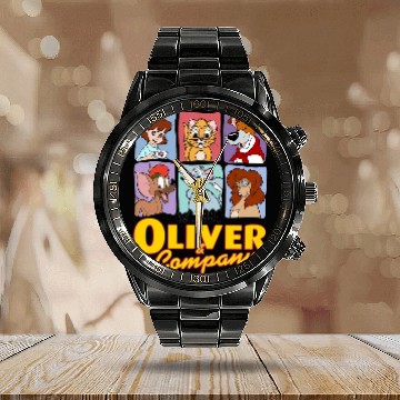 Discover Disney Oliver & Company Characters Hawaiians Calendar Steel Band Watch