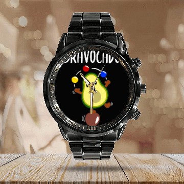 Discover Avocado Juggling Funny Vegetable Fruit Cute Avocado 1 Calendar Steel Band Watch