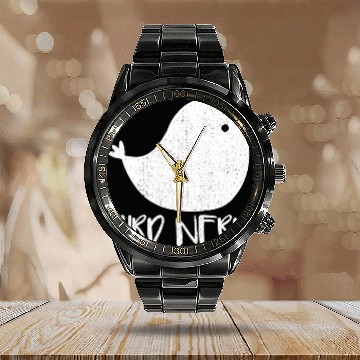 Discover Avid Birder Birdwatching Bird Nerd 1 Calendar Steel Band Watch