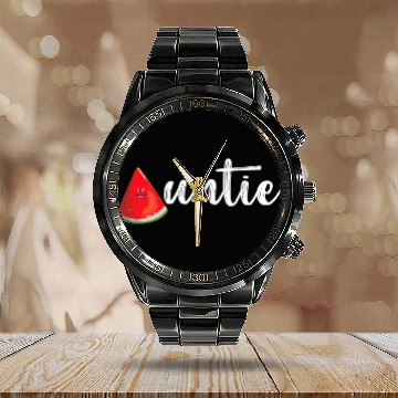 Discover Auntie Funny Summer Fruit Watermelon Lover Fruit Slice Calendar Steel Band Watch