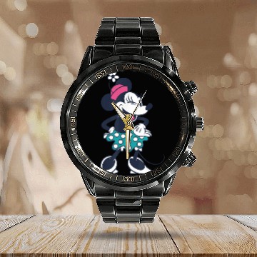 Discover Amazon Essentials Disney Standing and Winking Re Calendar Steel Band Watch