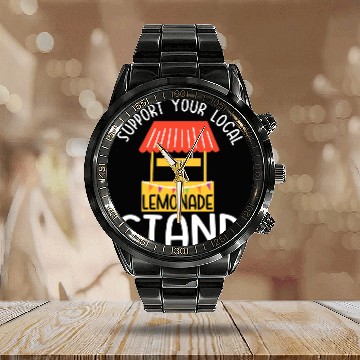 Discover Funny Support Lemonade Stand Summer Lemon Drink Calendar Steel Band Watch