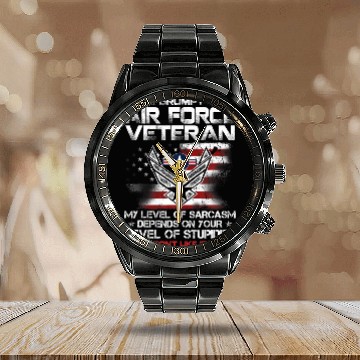 Discover Grumpy Old Air Force Veteran Proud Air Force Dad M Calendar Steel Band Watch