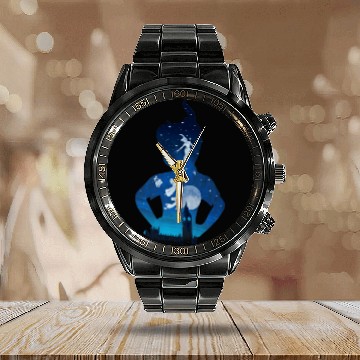 Discover Disney Peter Pan Midnight London Flight Silhouet Calendar Steel Band Watch