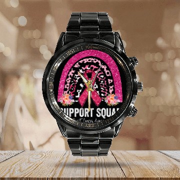 Discover BC Support Squad Pink Rainbow Breast Cancer Awareness Cancer Calendar Steel Band Watch