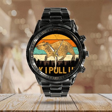 Discover capybaras Lover Ok I Pull Up capybaras 10 Calendar Steel Band Watch