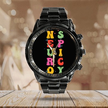 Discover ADHD Awareness Cool Neurospicy Neurotypical Neurodiversity Adhd Spectrum Calendar Steel Band Watch