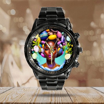 Discover Black Girl Magic Easter Egg Hunt Spring Melanin Sista Women Calendar Steel Band Watch