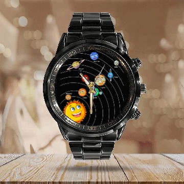 Discover Astronomy Lover Solar System Planets Astronomy Space Science Girls Boys 11 Calendar Steel Band Watch