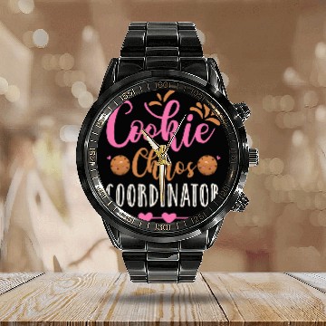 Discover Funny Scout For Girls Cookie Chaos Coordinator Women Gift Calendar Steel Band Watch