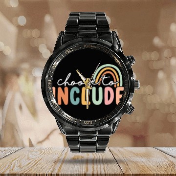 Discover Autistic Choose To Include For Autism Teacher Special Education SPED 68 Calendar Steel Band Watch