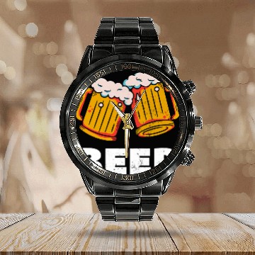 Discover Beer Brewing Drinking Alcohol Beers Lover Calendar Steel Band Watch