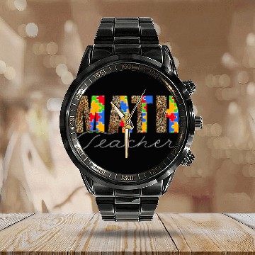 Discover Autistic sped math teacher neurodiversity autism teacher Calendar Steel Band Watch