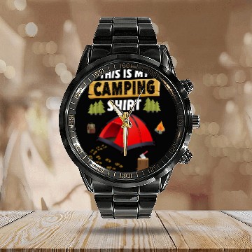 Discover Camping Camp This Is My Funny Happy Camper Vacationcamper Camper Calendar Steel Band Watch