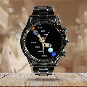 Discover Astronomy Lover Space Science Galaxy Planets Solar System 4 Calendar Steel Band Watch