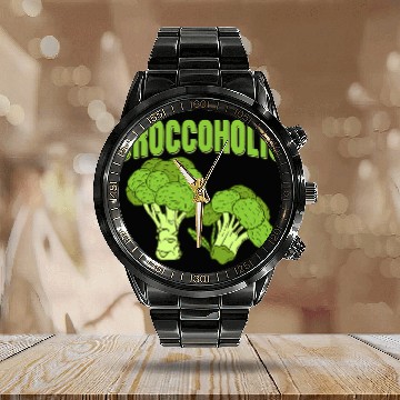 Discover Broccoholic Broccoli Vegetable Calendar Steel Band Watch
