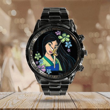 Discover Disney Princess Mulan Flowers Calendar Steel Band Watch