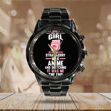 Discover Anime Sketching Strawberry Milk Calendar Steel Band Watch