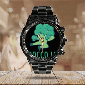 Discover Brocco Lee Broccoli Bruce Vegan Vegetarian Pun 3 Calendar Steel Band Watch
