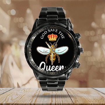 Discover Bee Beekeeping God save the Queen Funny Beekeeping Gift Beekeeper Calendar Steel Band Watch