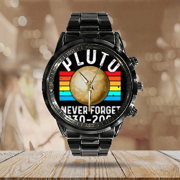 Discover Astronomy Lover Pluto Never Forget Funny Astrophysic Astronomy Telescope 1 Calendar Steel Band Watch
