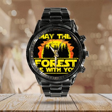 Discover Camping Camp May the Forest Be with You Geocaching Camping Calendar Steel Band Watch Camper Calendar Steel Band Watch