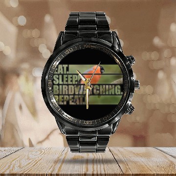 Discover Birder Birding Bird Nerd Funny Bird Watching 6 Calendar Steel Band Watch