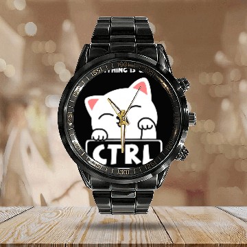 Discover Cat Paws Programmer Developer Coder Computer Science Nerd Calendar Steel Band Watch
