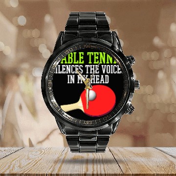 Discover Table Tennis PP Silences Voices Ping Pong Player Coachs Expert Calendar Steel Band Watch
