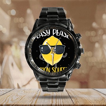 Discover Easy Peasy Lemon squeeze Summer Citrus Juice and Refreshment Calendar Steel Band Watch