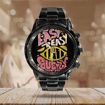 Discover Easy Peasy Lemon Squeezy Calendar Steel Band Watch