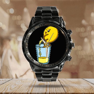 Discover Funny Humor Citrus Lemon Lemonade Making Calendar Steel Band Watch