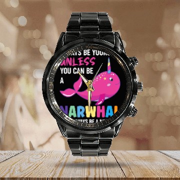Discover Narwhal Lover Unicorns Always Be Yourself Calendar Steel Band Watch