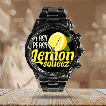 Discover Easy Peasy Lemon Squeezy Funny Lemon Summer Lemonade 1 Calendar Steel Band Watch