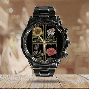 Discover Sunflower Daisy Poppy Buckwheat Tarot Box Up Calendar Steel Band Watch