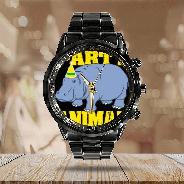 Discover Hippo Gift Funny Birthday Party Animal 7 Calendar Steel Band Watch
