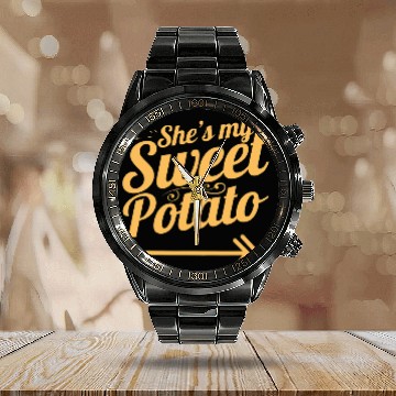 Discover Shes My Sweet Potato I YAM Couples Matching Calendar Steel Band Watch