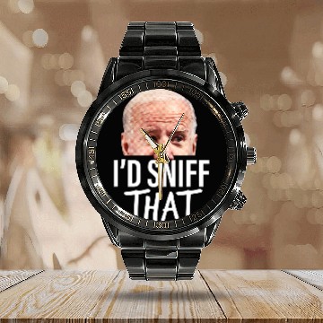 Discover I'd Sniff That Anti Joe Biden Calendar Steel Band Watch