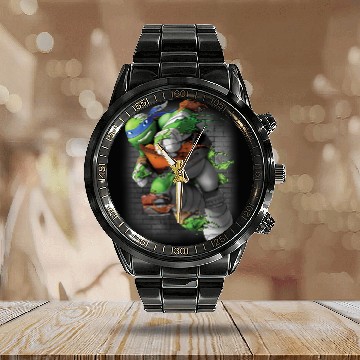 Discover KV9 Turtle Teenage Mutant Ninja Turtles Leonardo Liquid Green Calendar Steel Band Watch