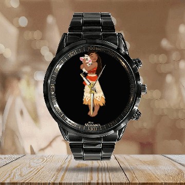 Discover Disney Moana and Pua Hawaiians Calendar Steel Band Watch