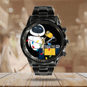 Discover Disney Pixar Wall-E Eve Christmas Light Wrap Graphic Calendar Steel Band Watch