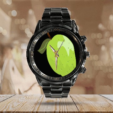 Discover Lime Funny Citrus Summer Fruit Citrus Lime Calendar Steel Band Watch