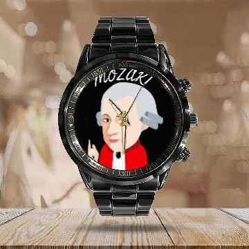 Discover Famous Music Genius Classical Music Composer Big Head Mozart Calendar Steel Band Watch