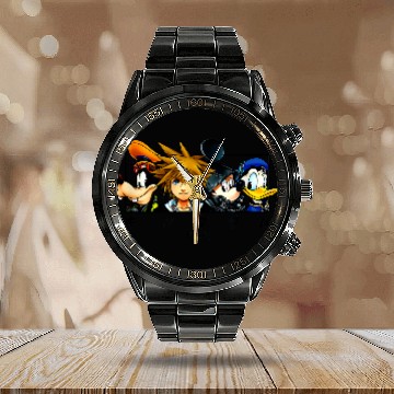 Discover Disneyss Kingdom Hearts Main Characters Panel Chest Kanji Logo Calendar Steel Band Watch