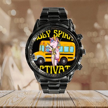 Discover Unicorns Holy Spirit Activate Unicorns Bus Driver With Coffee Calendar Steel Band Watch