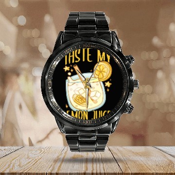 Discover Lemonade Stand Business Boss Sell Lemon Juice Crew 16 Calendar Steel Band Watch
