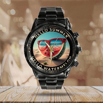 Discover Life Is Really Good Watermelon Sunglasses Aloha Beach Hawaii Calendar Steel Band Watch