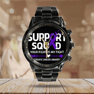 Discover Pancreatic Warrior Support Squad Pancreatic Cancer Awareness 5 Calendar Steel Band Watch