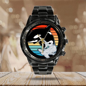 Discover Ocean Shark Hammerhead Shark Orca vintages Sunset Shark Day Calendar Steel Band Watch